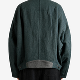 Green jeans, full body view