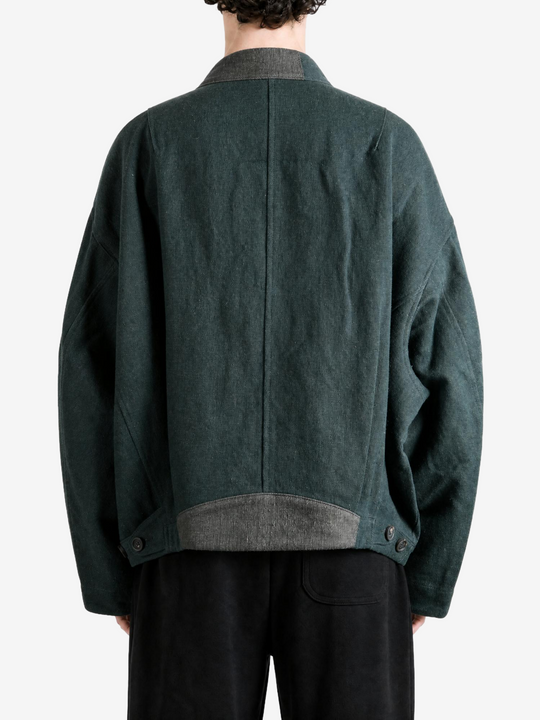 Green jeans, full body view