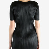 Black shirts worn by a person, showing the shirts fit