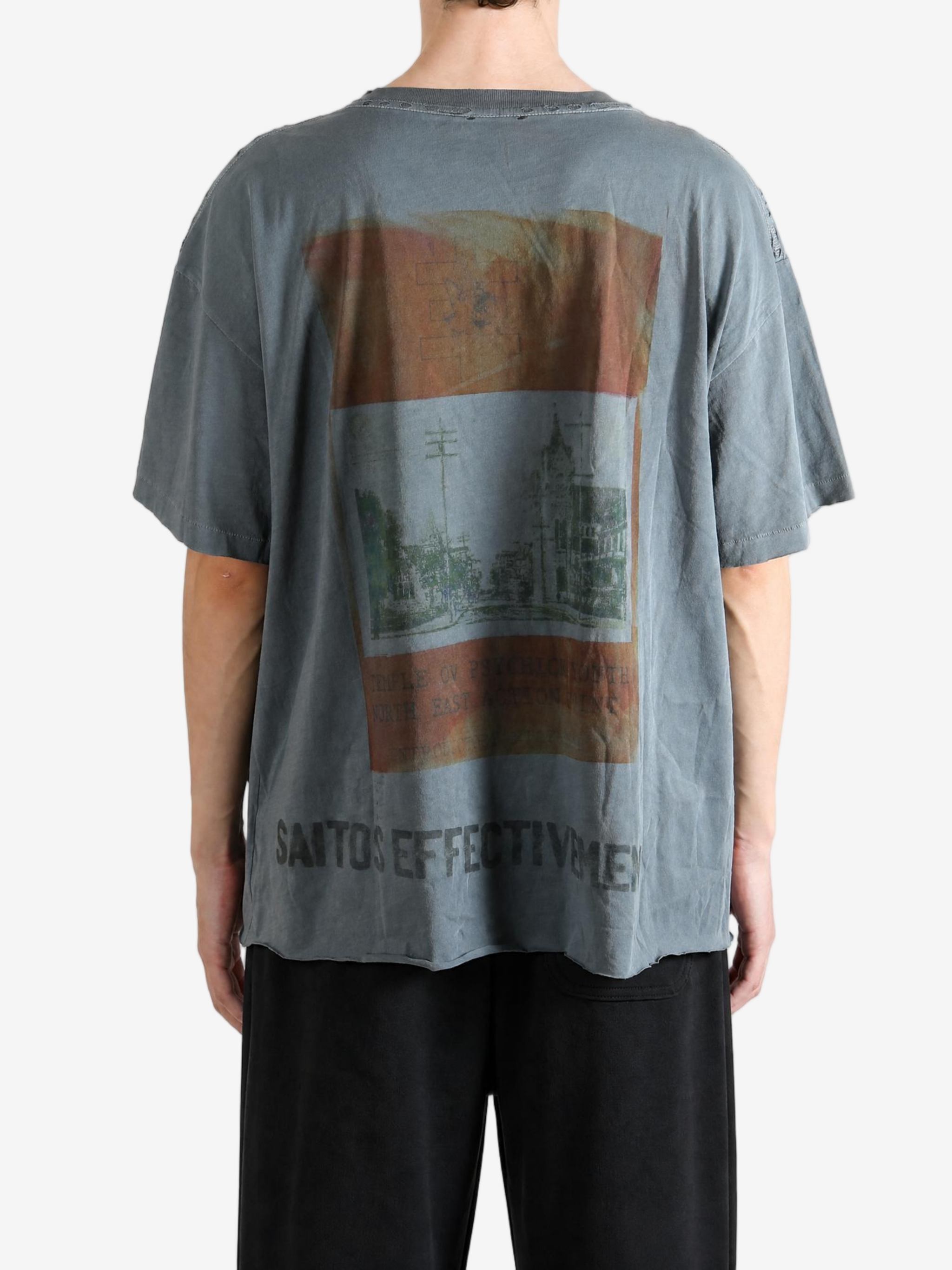 Grey t-shirt, full body view