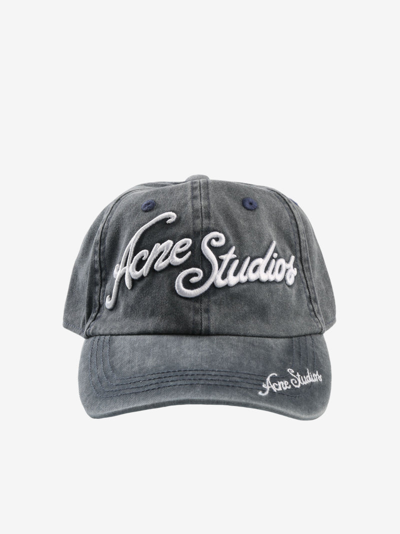 Blue baseball cap, front view.