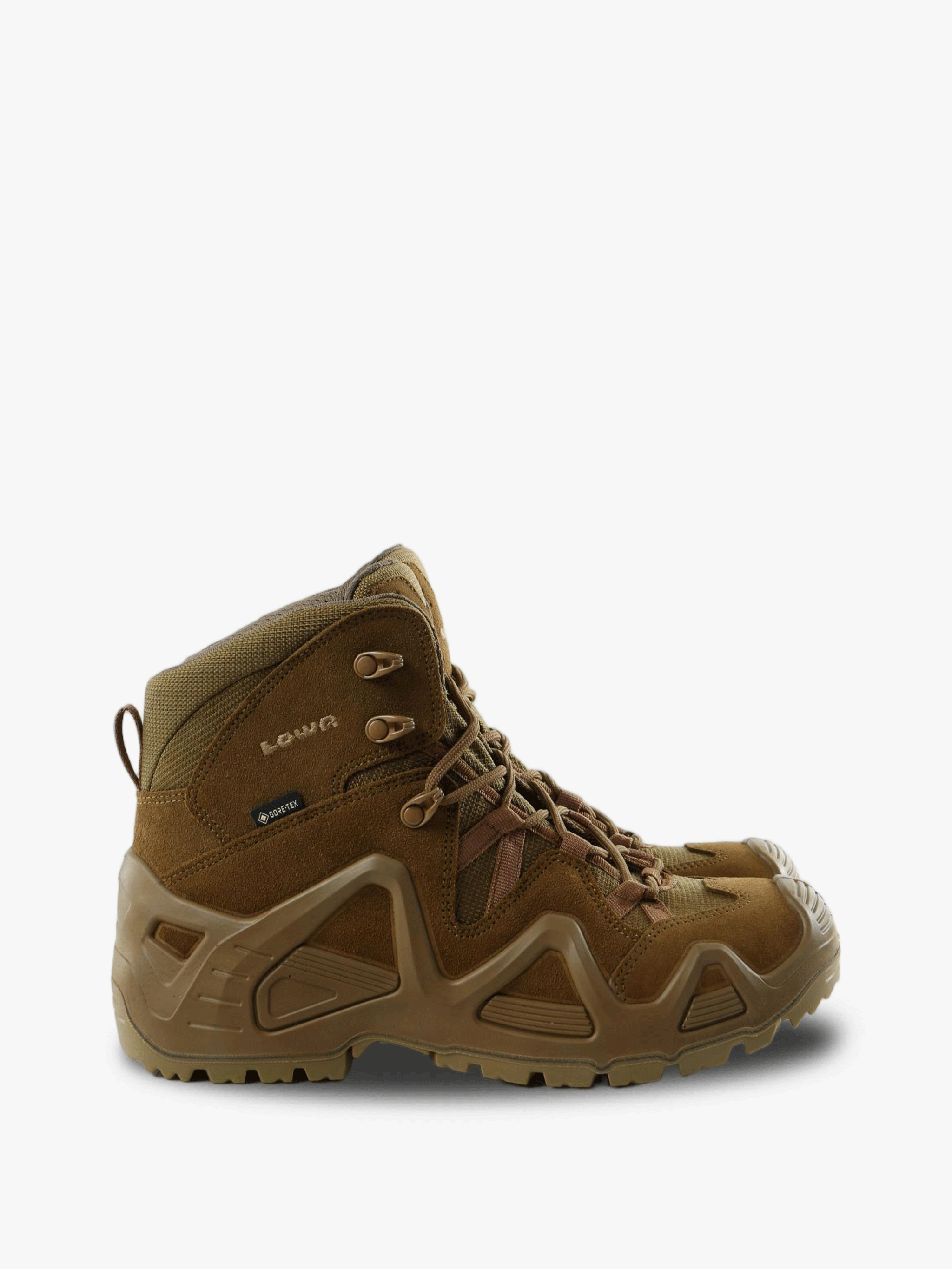 Tan boots, side view