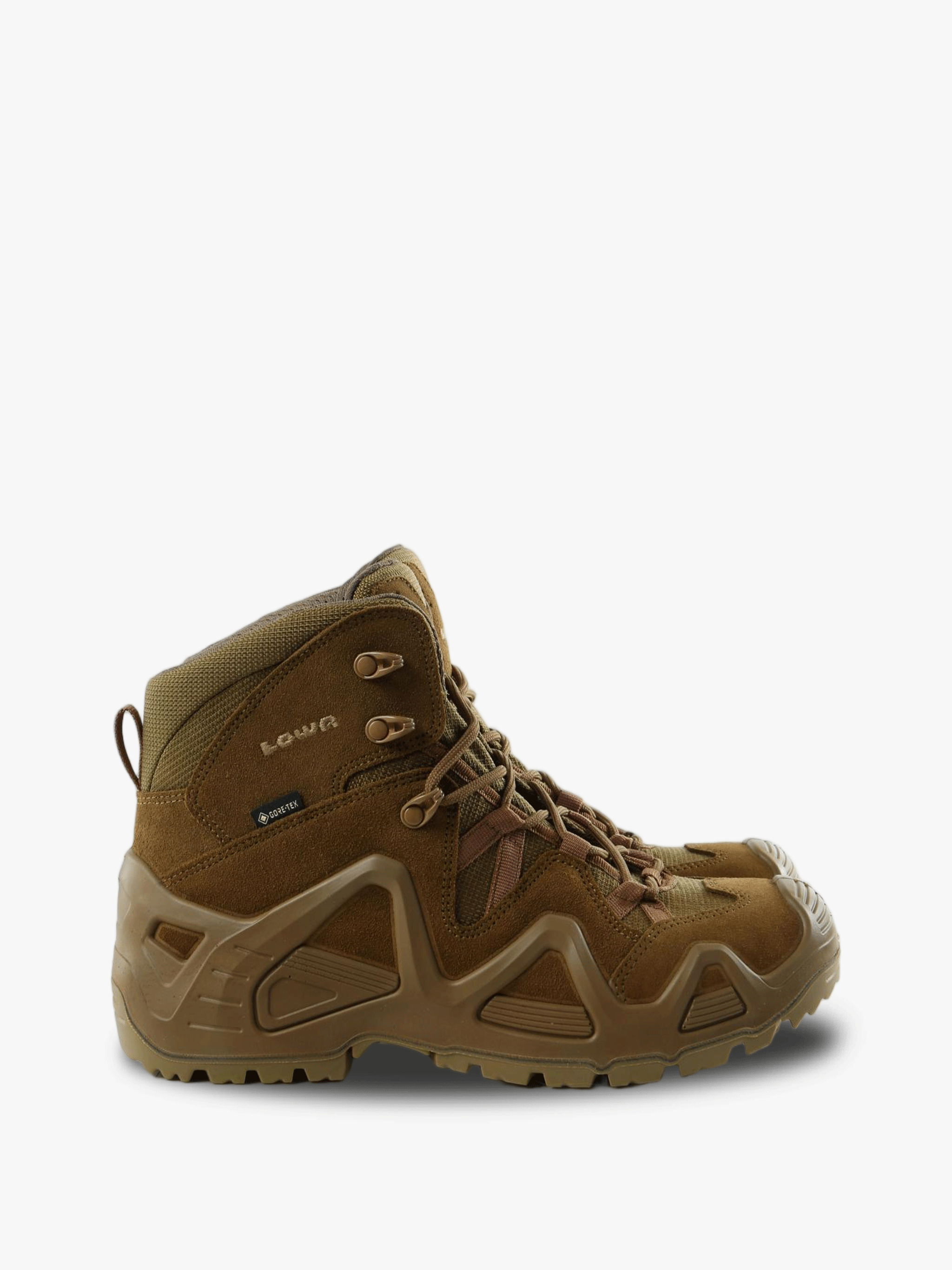 Tan boots, side view