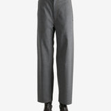 Grey pants worn by a person, showing the pants fit