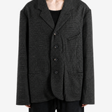 Grey blazer, full body view