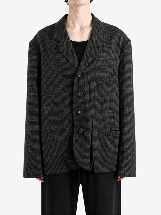 Grey blazer, full body view