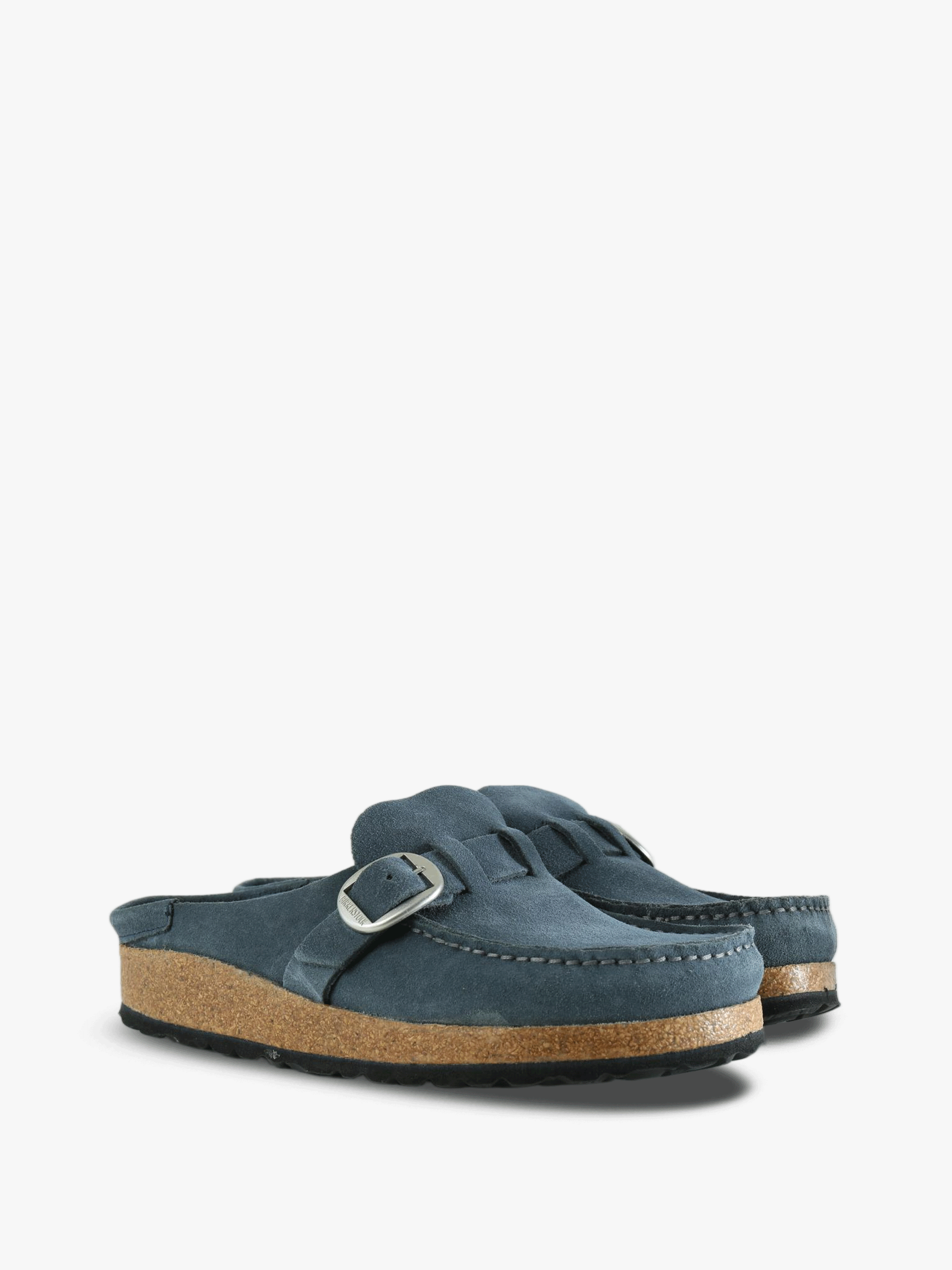 Navy sandals, front view