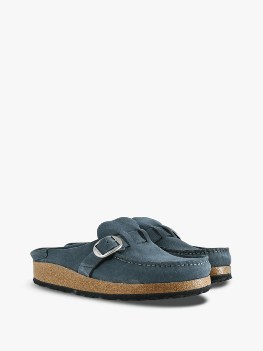 Navy sandals, front view