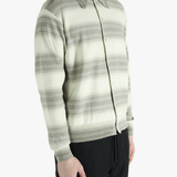 Grey knitwear worn by a person, showing the knitwear's fit