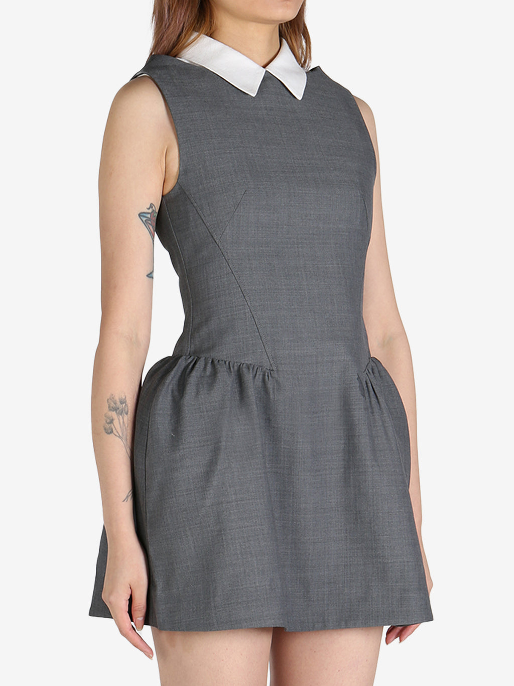 SHUSHU/TONG - Women Collared Patchwork Sleeveless Dress