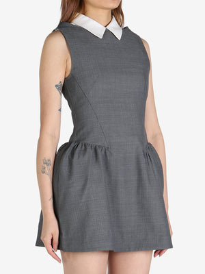 SHUSHU/TONG - Women Collared Patchwork Sleeveless Dress