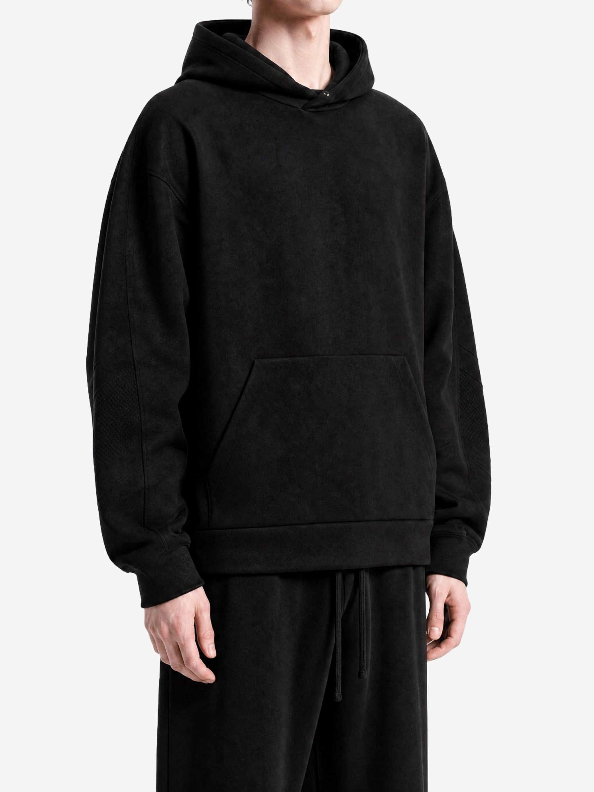 Black hoodie, full body view