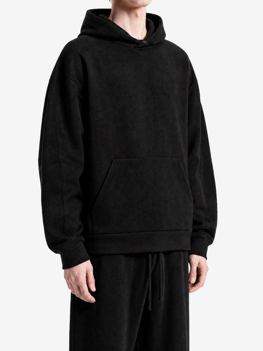Black hoodie, full body view