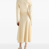 Tan dress, full body view