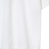 Close up of the white t-shirt, showing texture of the cotton fabric