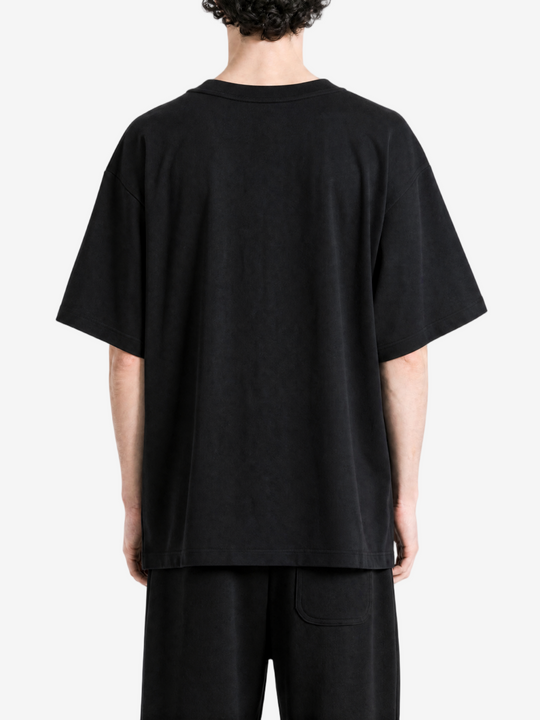 Black t-shirt, full body view