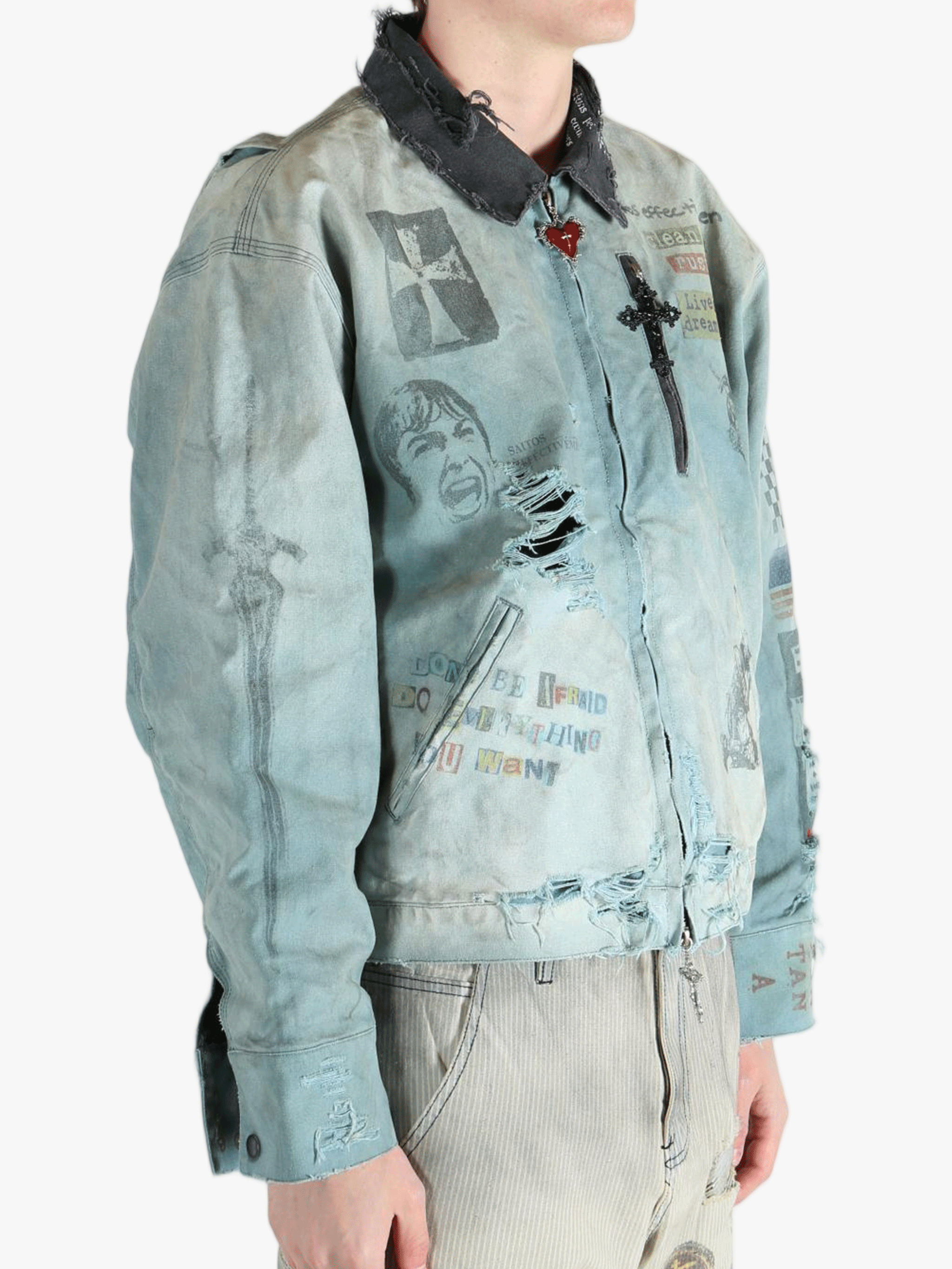 Grey jacket worn by a person, showing the jacket's fit