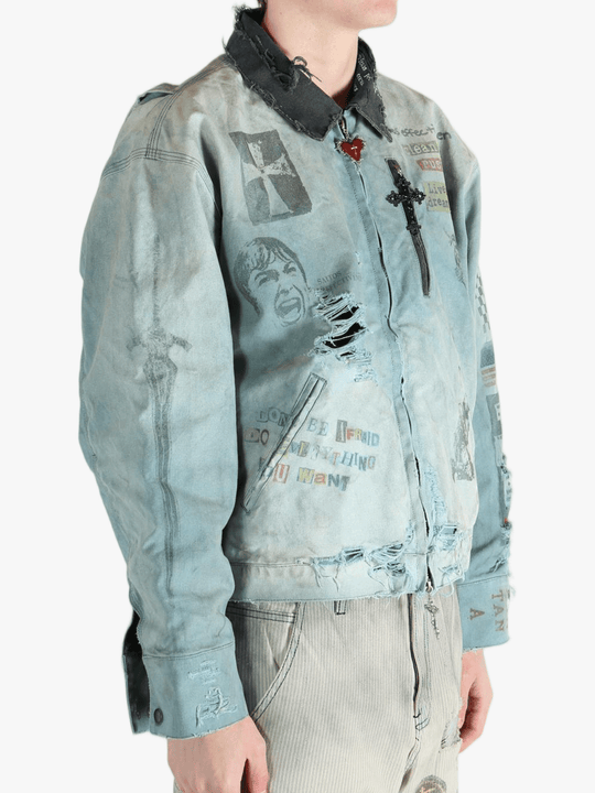 Grey jacket worn by a person, showing the jacket's fit