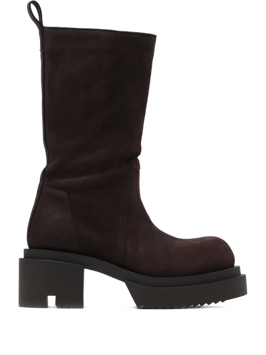 Brown high boots, front view