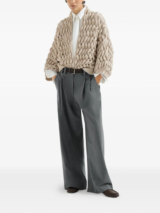 Grey pants, full body view