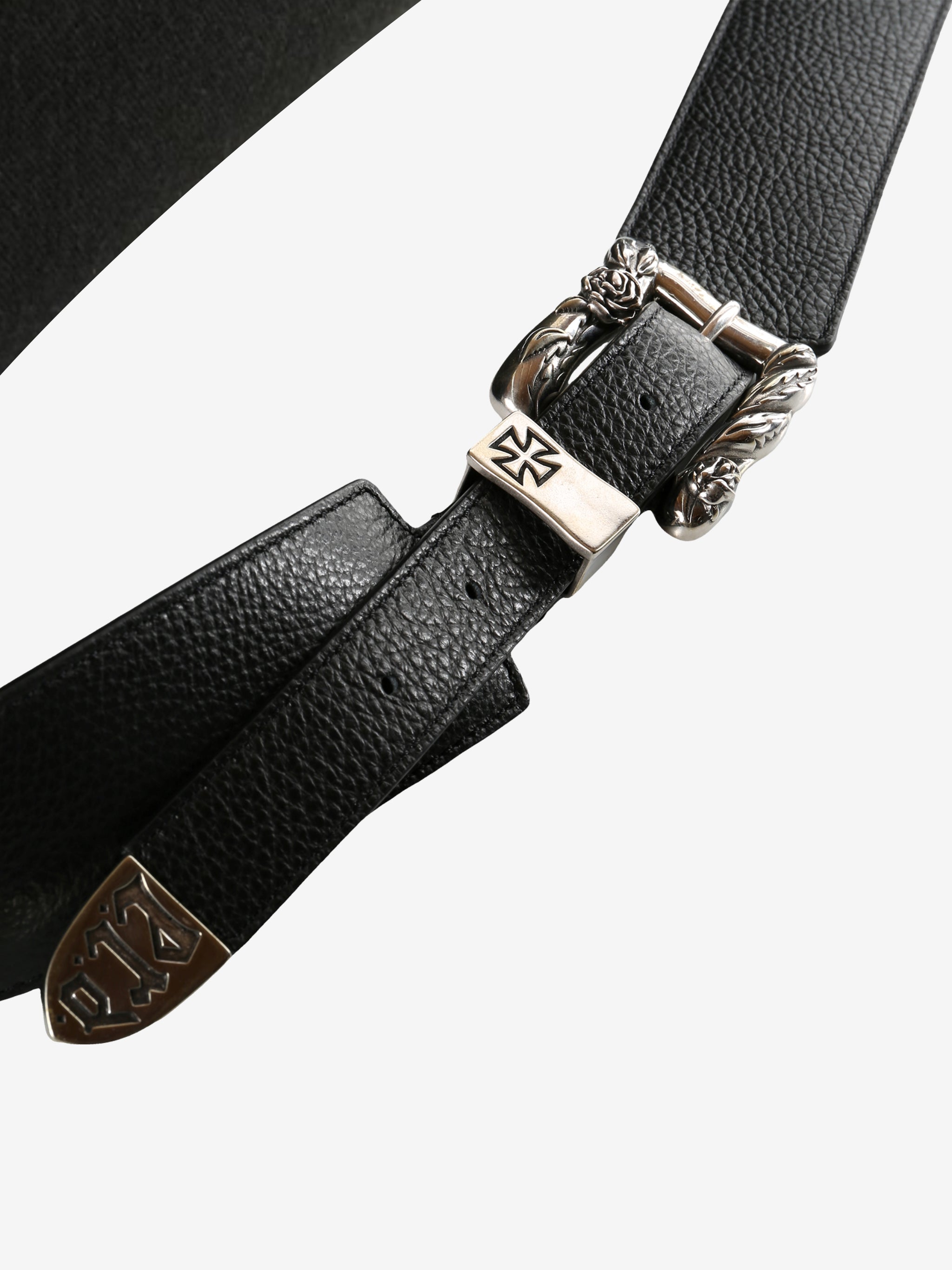 Close up of the black bag, showing texture of the leather fabric