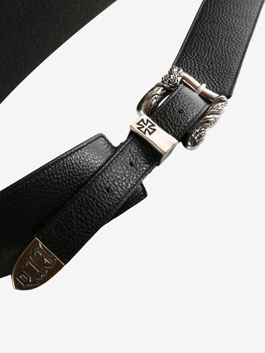 Close up of the black bag, showing texture of the leather fabric