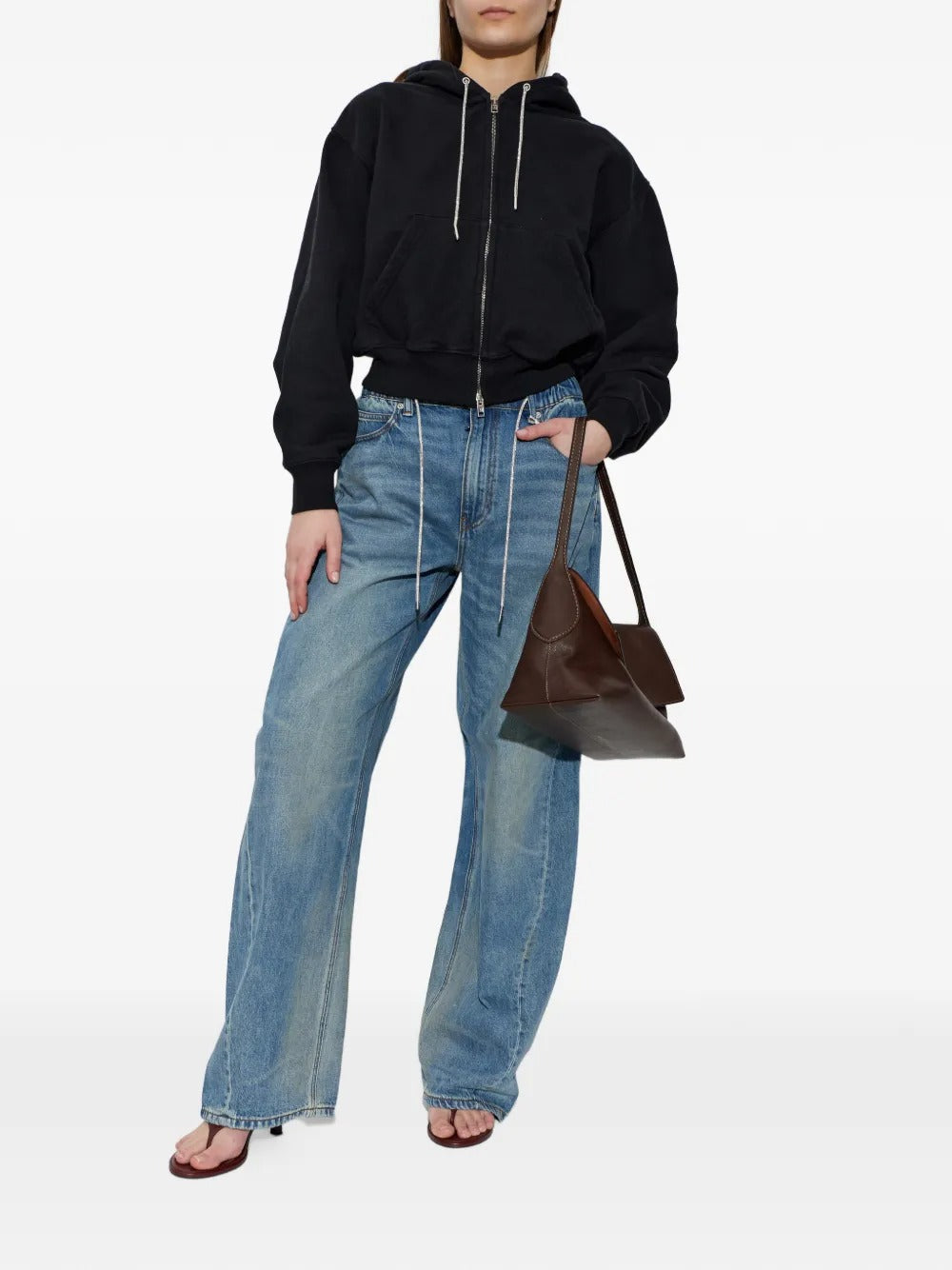 Black hoodie, full body view