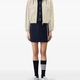 Navy skirt, full body view