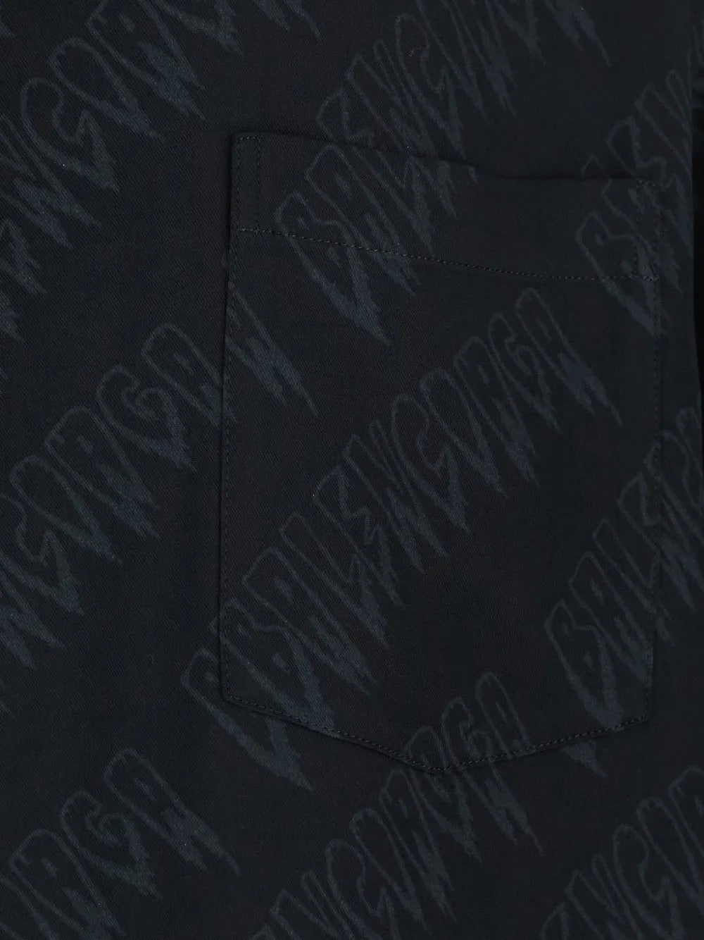 Cloes-up of black shirts, showing the logo fabric