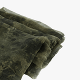 Close up of Green scarf, showing texture of the 100% silk fabric