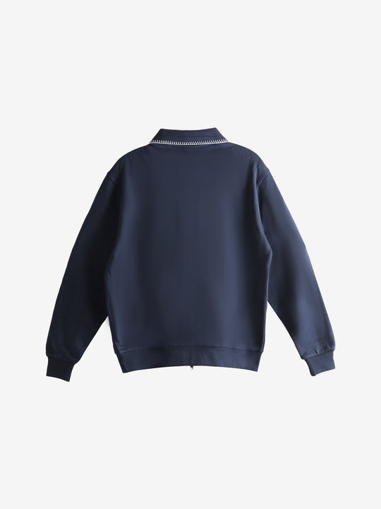 Navy sweatshirt, back view