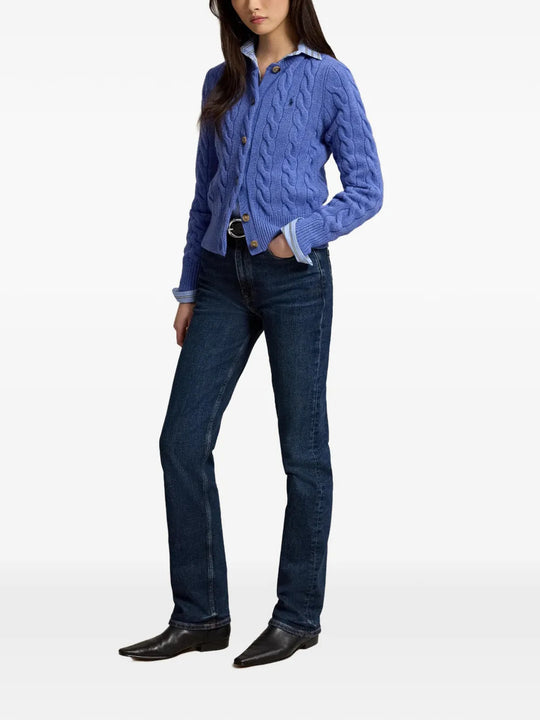 Blue knitwear, full body view
