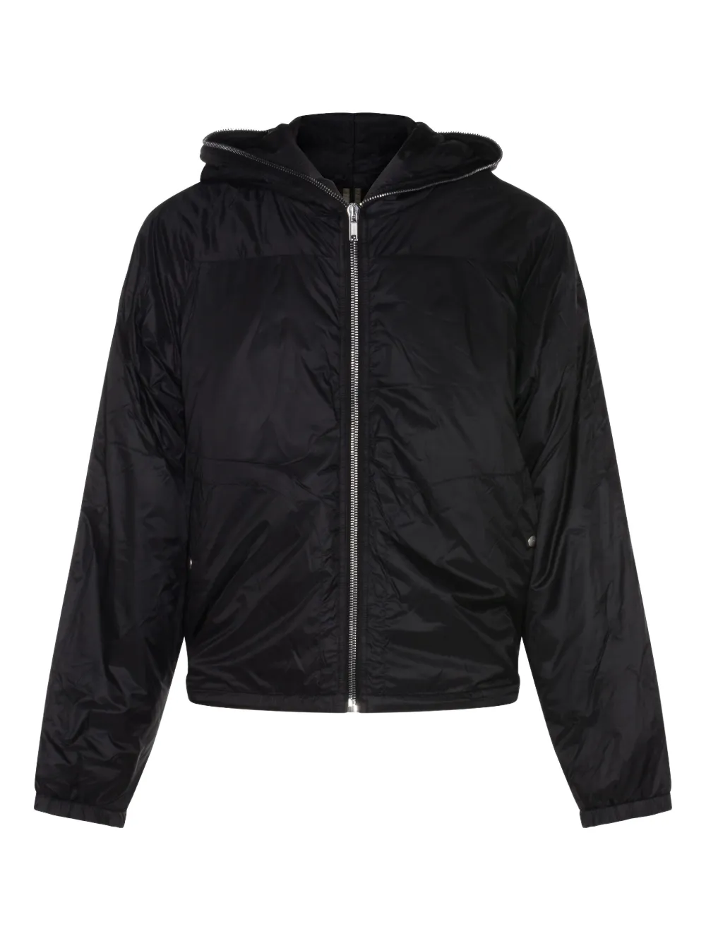 Black hooded jacket,front view
