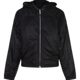 Black hooded jacket,front view