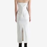 White dresses worn by a person, showing the dresses fit