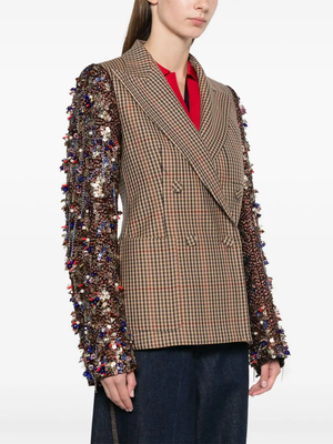 DRIES VAN NOTEN - Women Checked Embroidered Blazer