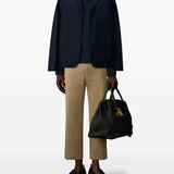 Navy pullover, full body view