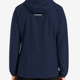 Navy jacket, full body view