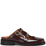 brown loafers, front view