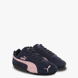 Navy and pink sneakers,side view