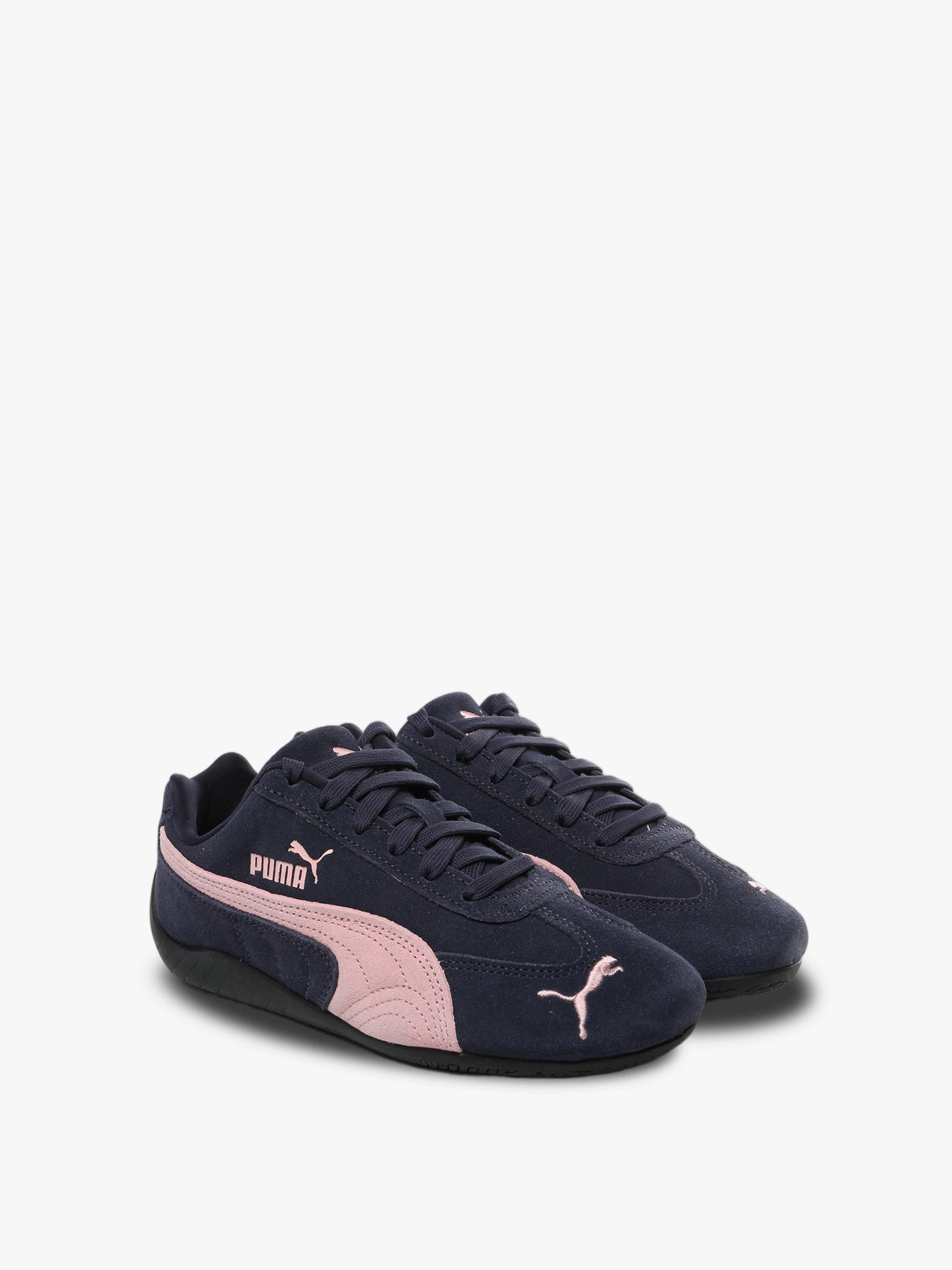 Navy and pink sneakers,side view
