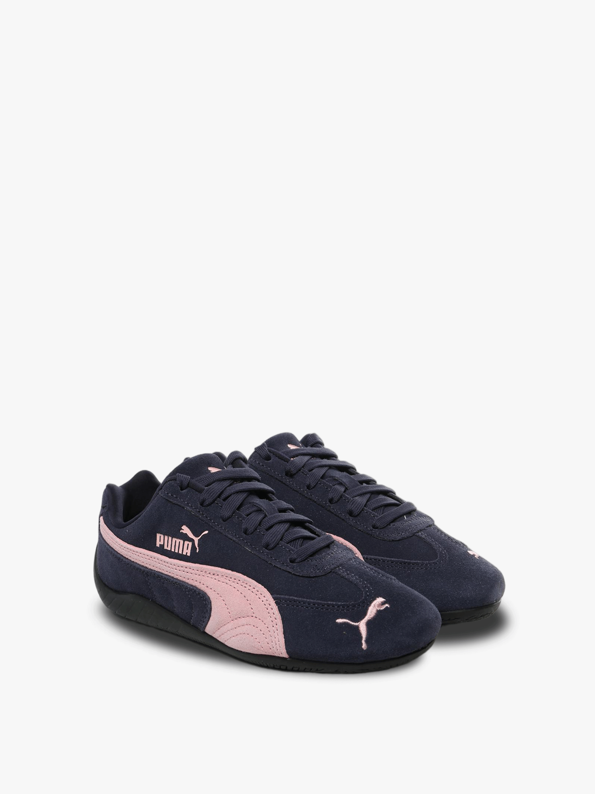 Navy and pink sneakers,side view