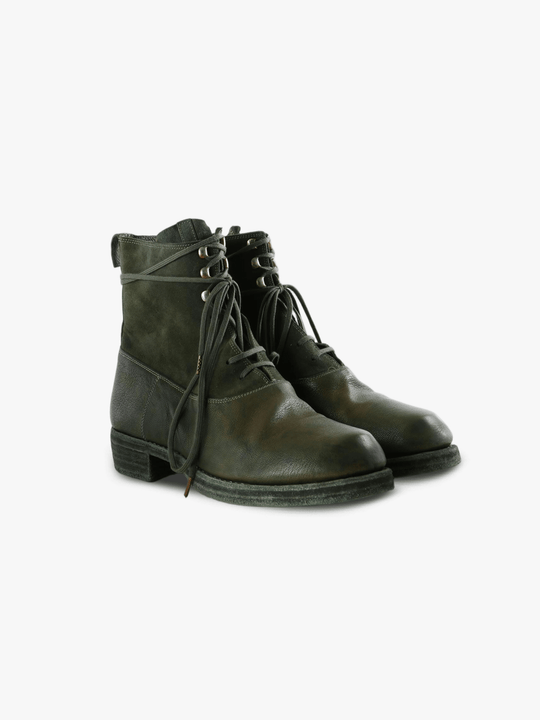 Green boots, front view