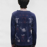 Navy t-shirt, full body view