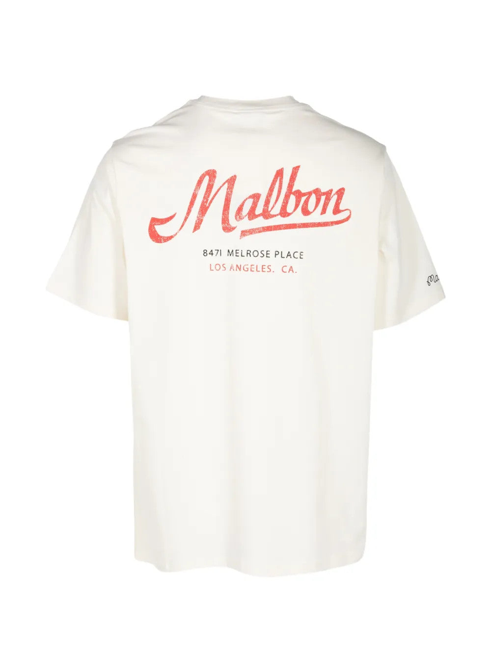 Tan t-shirt, back view