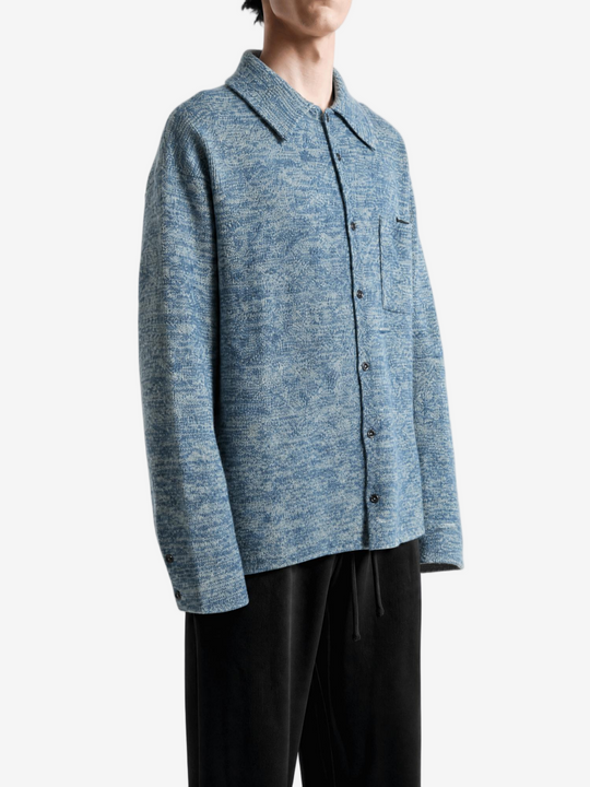 Blue shirt, full body view