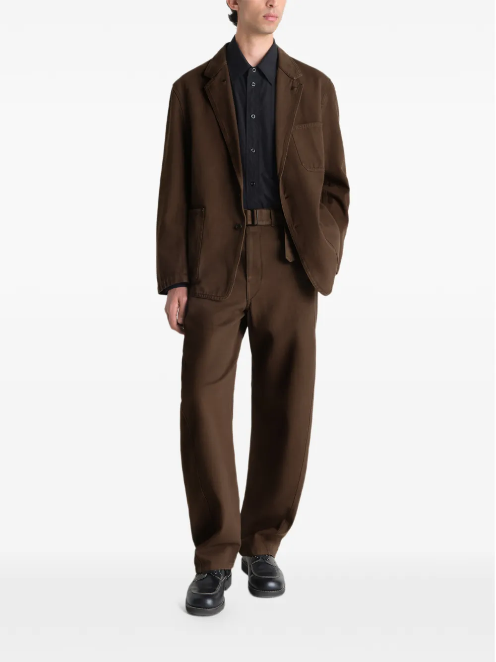 Brown pants, full body view