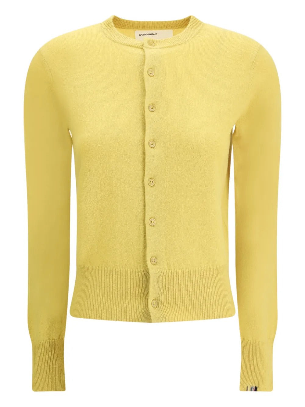 Yellow cardigan, front view