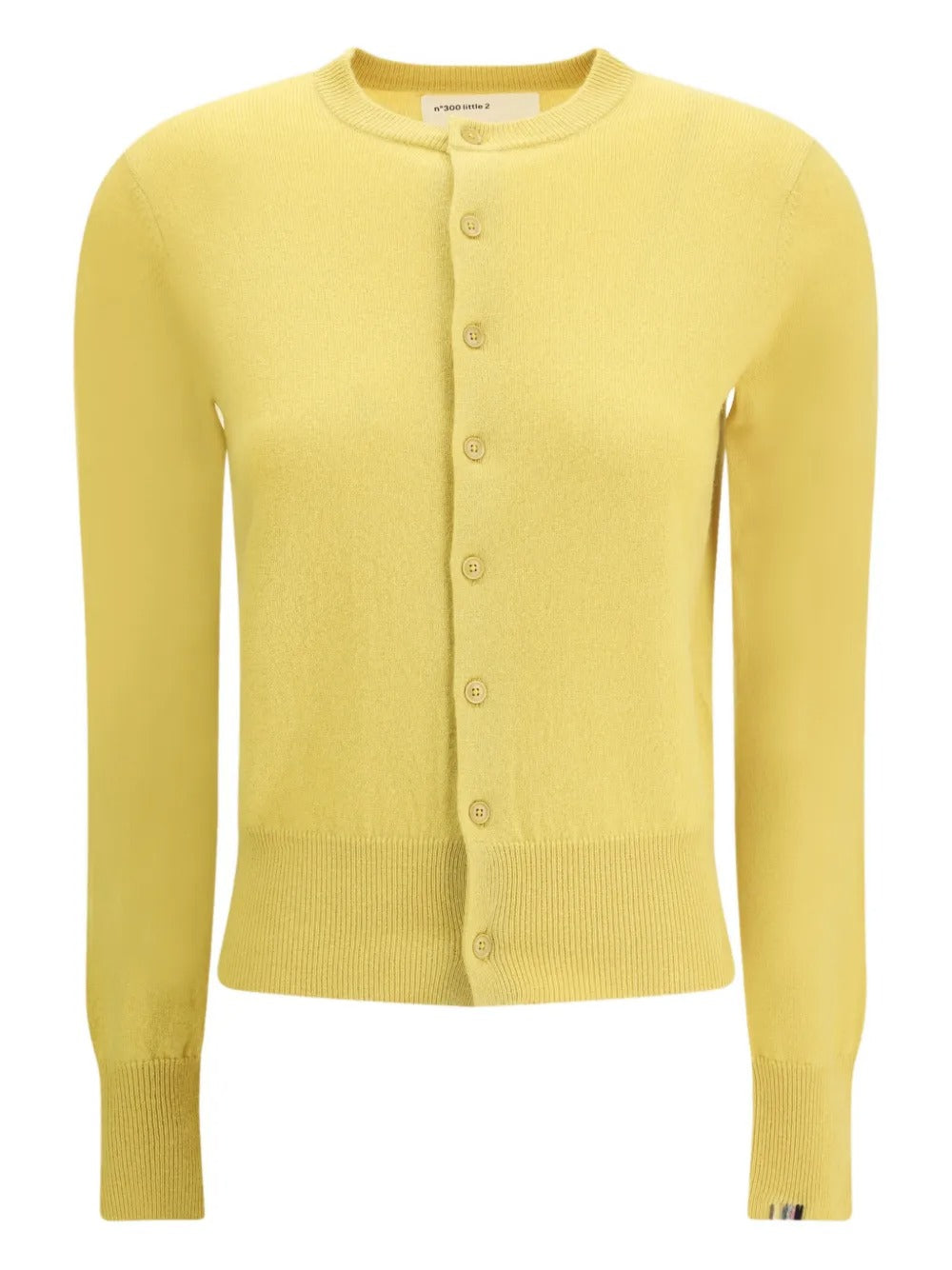 Yellow cardigan, front view