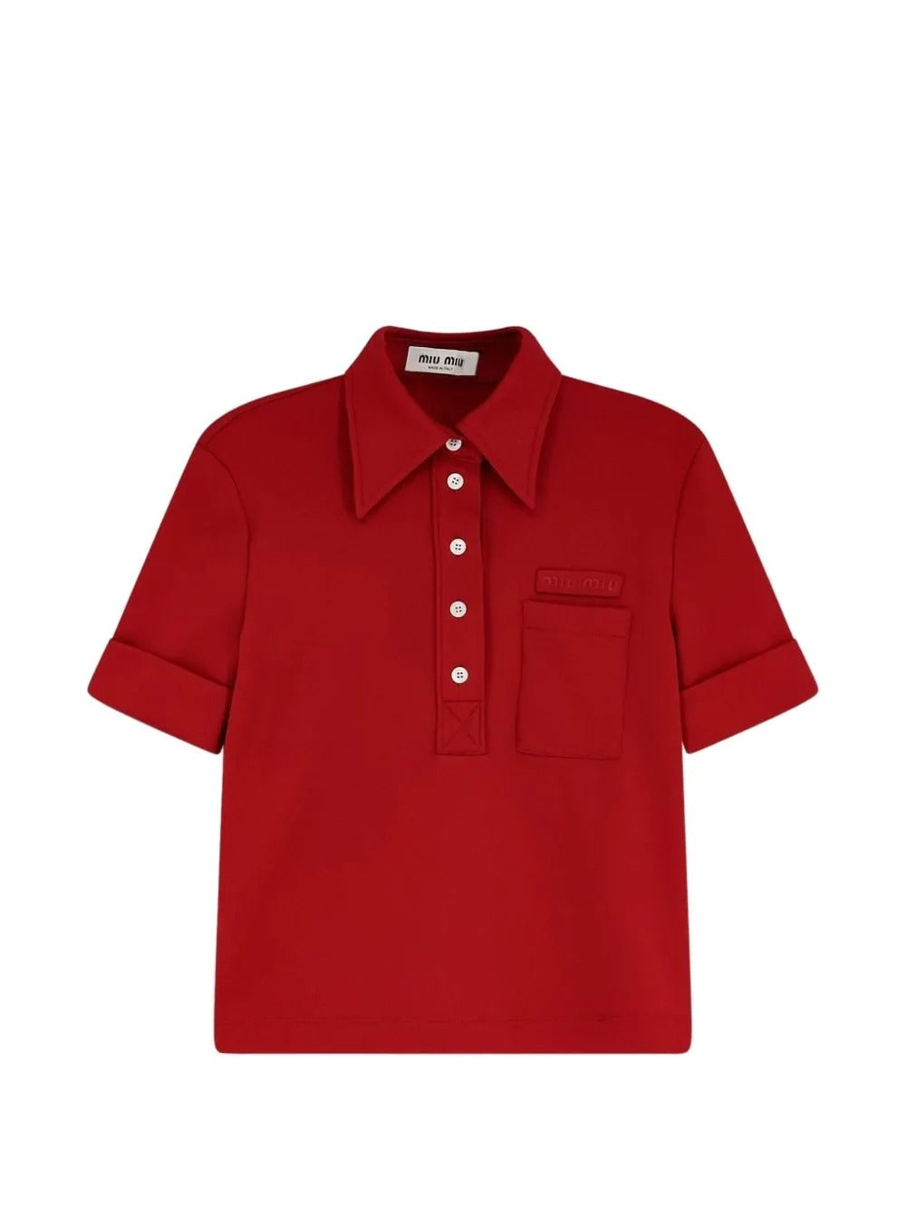 Red shirts, front view